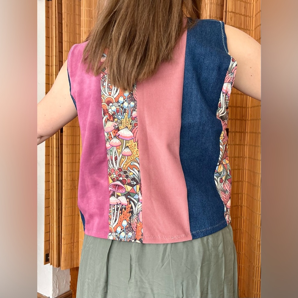 Earthy mushroom Patchwork Vest - Picture 14 of 15